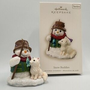 Hallmark Keepsake Snow Buddies 2008 Christmas Ornament Snowman Dog With Box